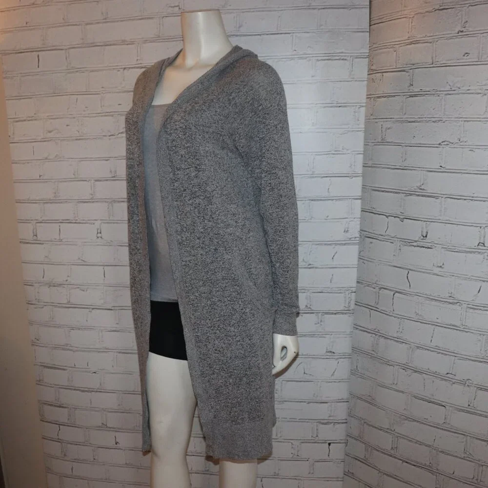 Heather Gray SO Duster Cardigan with hood and pockets Size Medium